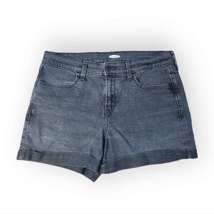 Old Navy Midi Rise Rolled Cuff Black Denim Shorts 10